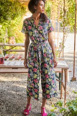 Seasalt Cornwall Trousers & Shorts<Treen Cove Linen Jumpsuit Painterly Field Maritime