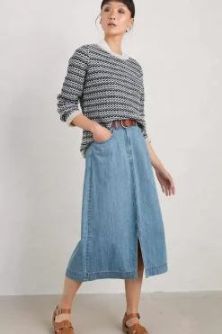 Seasalt Cornwall Knitwear<Wall Penny Jumper Maze Marine Aran
