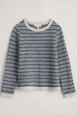 Seasalt Cornwall Knitwear<Wall Penny Jumper Maze Marine Aran
