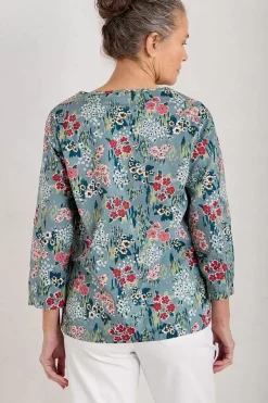 Seasalt Cornwall Tops<Watercolour Sketch 3/4 Sleeve Top (Gots) Painterly Field Wade