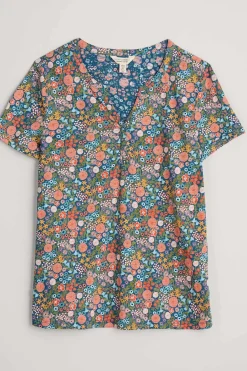 Seasalt Cornwall Tops<Waterflow Short Sleeve Top Companion Border Light Squid