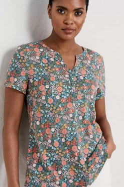 Seasalt Cornwall Tops<Waterflow Short Sleeve Top Companion Border Light Squid