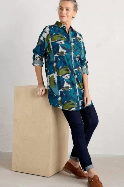 Seasalt Cornwall Tops<Waterworn Textured Longline Shirt (Gots) Moor Stacks Raincloud