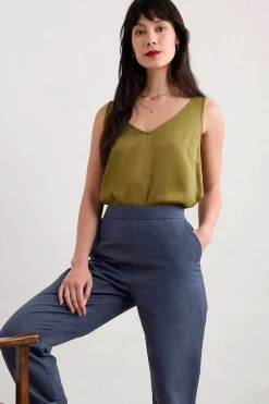 Seasalt Cornwall Tops<Wilder V-Neck Satin Vest Fern Moss