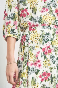 Seasalt Cornwall Tops<Willow Path 3/4 Sleeve Printed Shirt Painterly Field Chalk