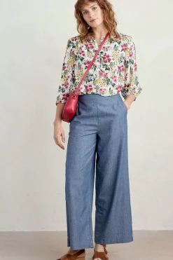 Seasalt Cornwall Tops<Willow Path 3/4 Sleeve Printed Shirt Painterly Field Chalk
