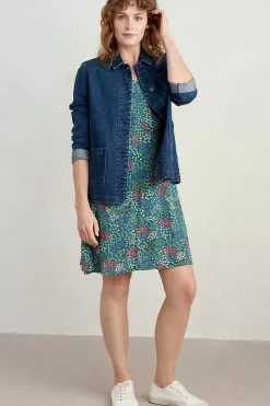 Seasalt Cornwall Dresses<Wilsey Empire Line Flared Sleeve Dress Coastal Meadow Light Squid