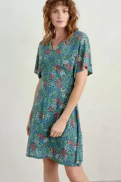 Seasalt Cornwall Dresses<Wilsey Empire Line Flared Sleeve Dress Coastal Meadow Light Squid