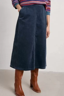 Seasalt Cornwall Skirts<Window Wren Cord Midi Skirt Maritime