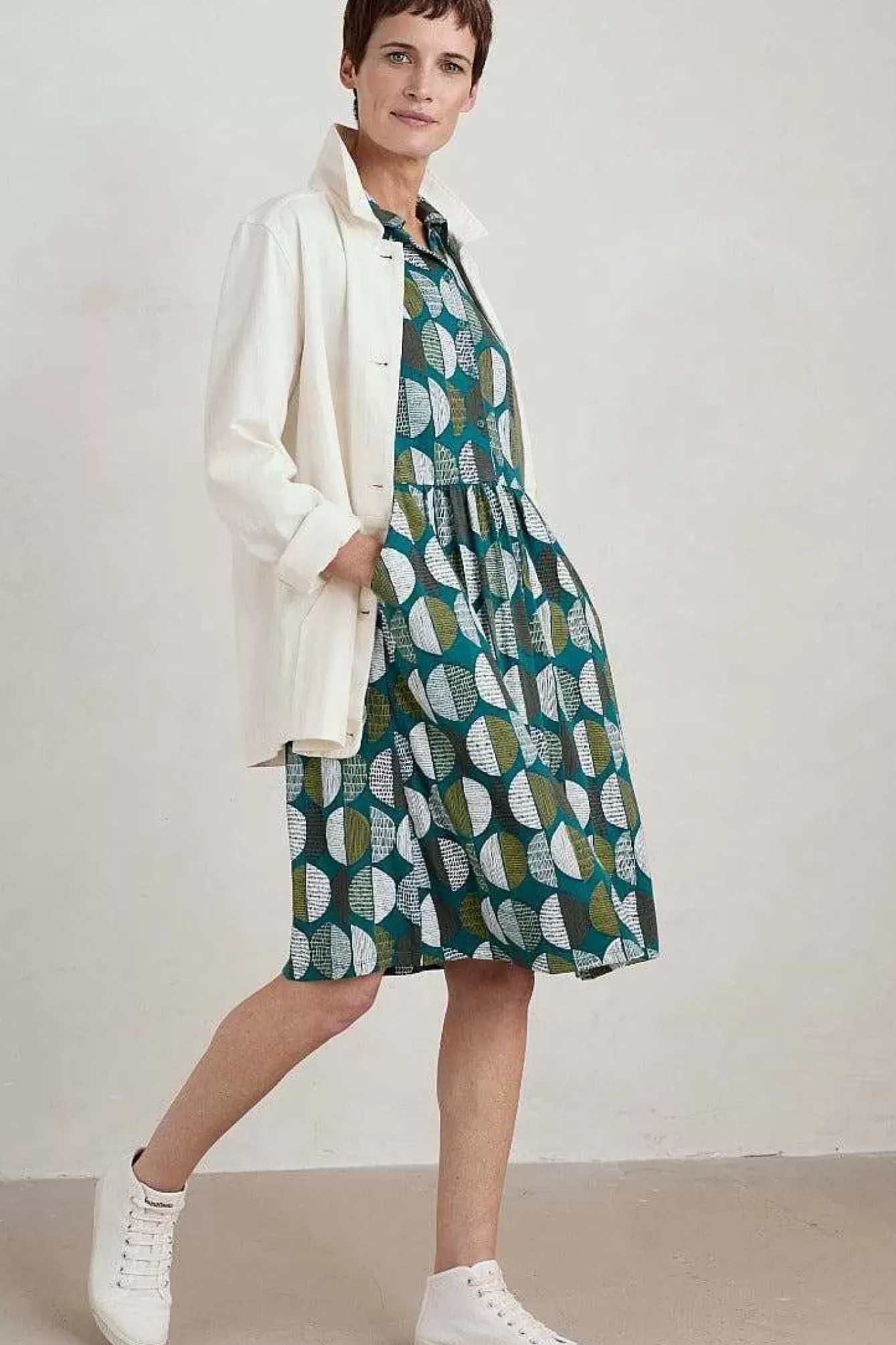 Seasalt Cornwall Dresses<Wood Rush Short Sleeve Jersey Dress Circle Markings Seaway