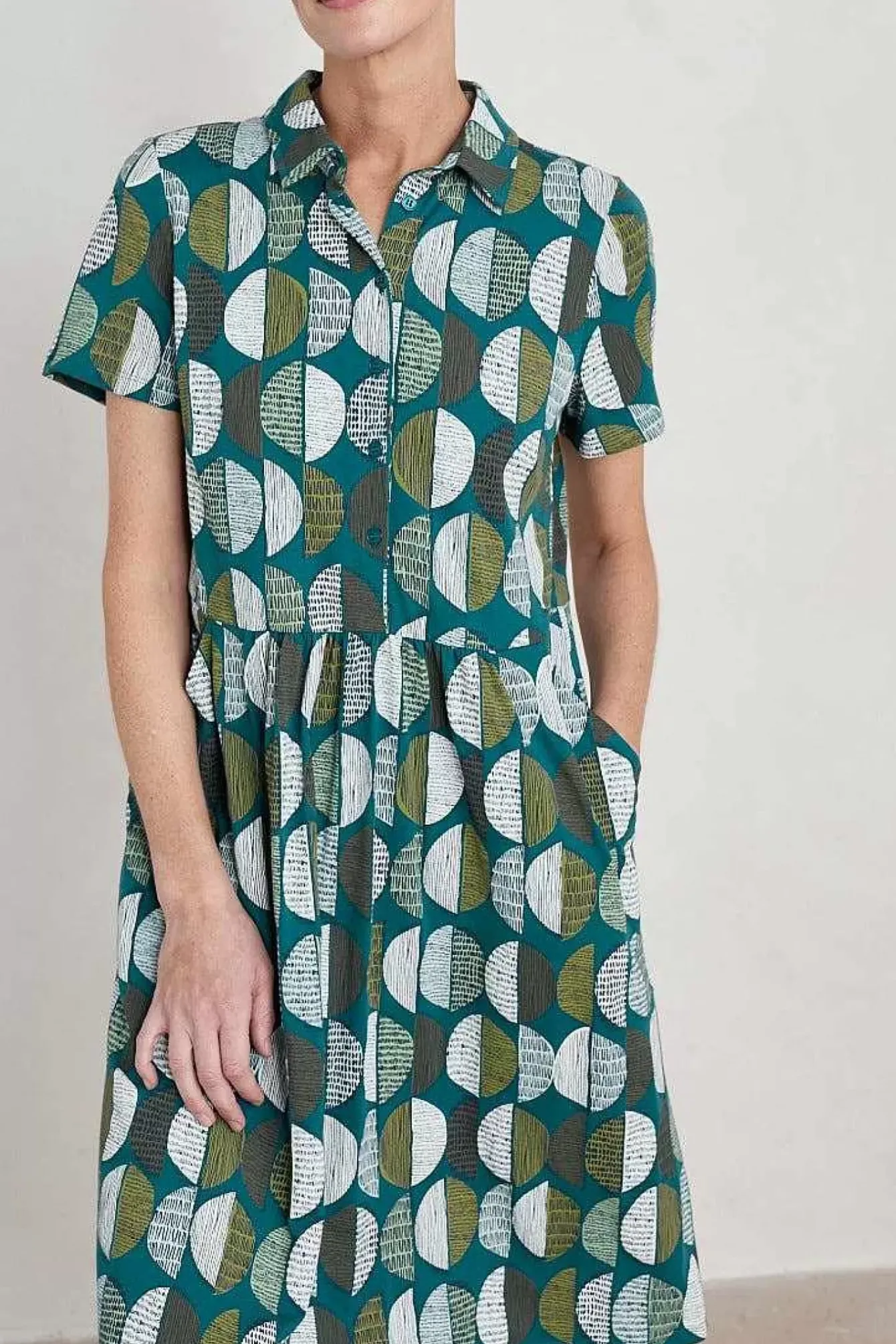Seasalt Cornwall Dresses<Wood Rush Short Sleeve Jersey Dress Circle Markings Seaway