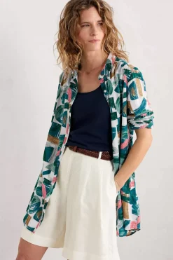Seasalt Cornwall Tops<Wren Flutter Longline Shirt Driftwood Marks Chalk