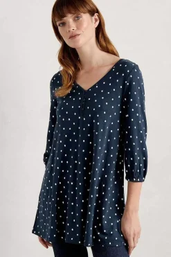 Seasalt Cornwall Tunics<Wren Jersey Tunic Little Sponge Spot Maritime