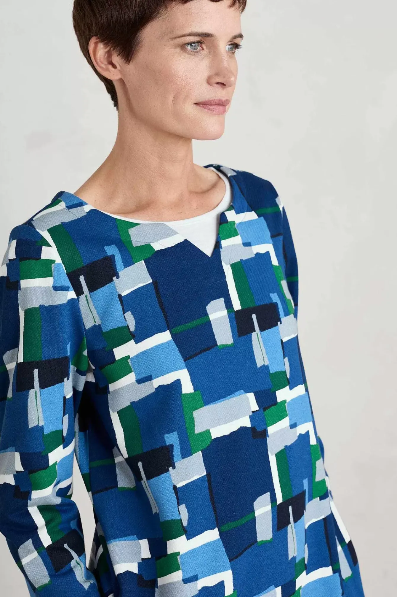 Seasalt Cornwall Tunics<Zora Sweatshirt Tunic Francis Collage Blue Jay